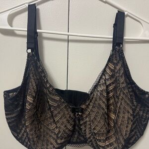 Chantelle Black and Cream Lace Bra